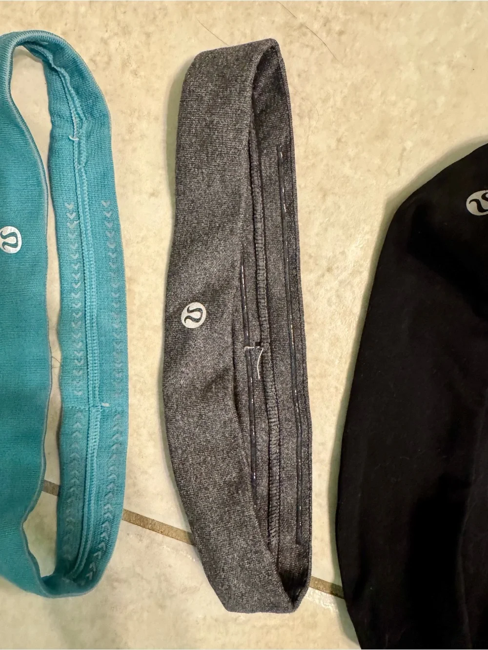 Lululemon Headband Bundle Lot of 3 Grip Running Yoga Black Gray Blue